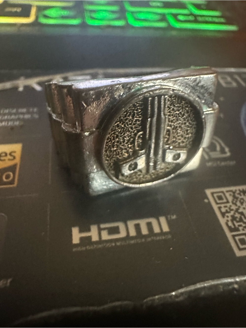 Vintage Silver and yellow gold Tone Metal pistols Guns Ring